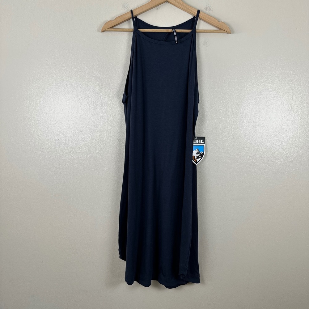 KUHL Women's L Kandid Dress Rainstorm Navy Blue UPF 50 Sleeveless NEW‎